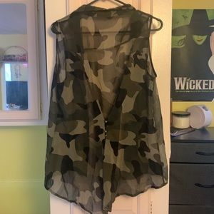 Camouflage coverup button down top